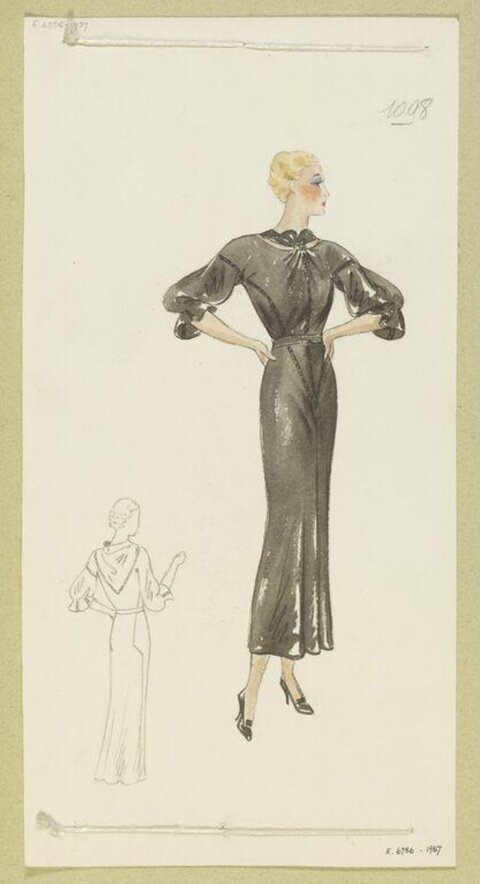 Vintage Evening Gown Fashion Sketch
