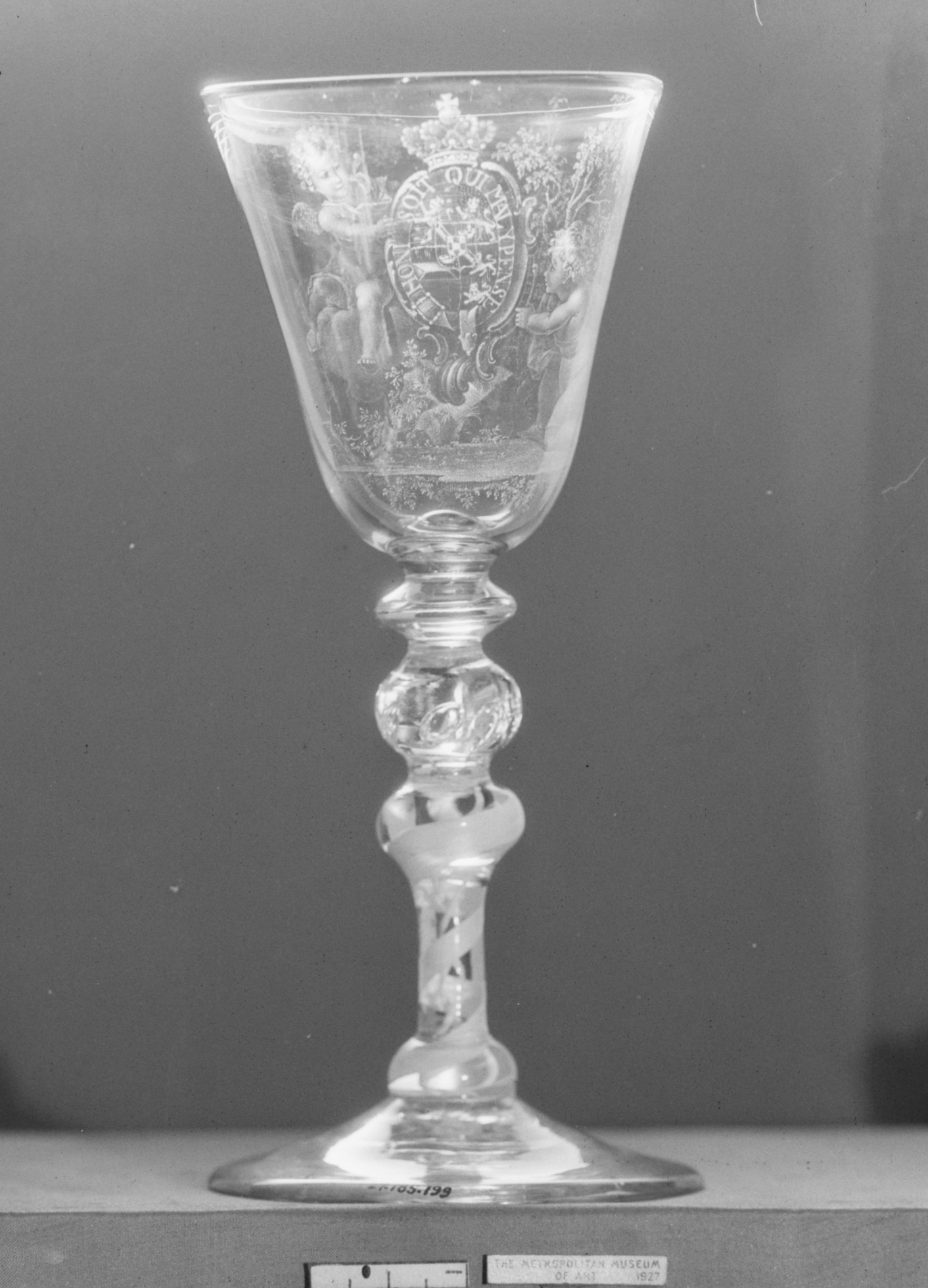 Engraved Antique Glass Goblet