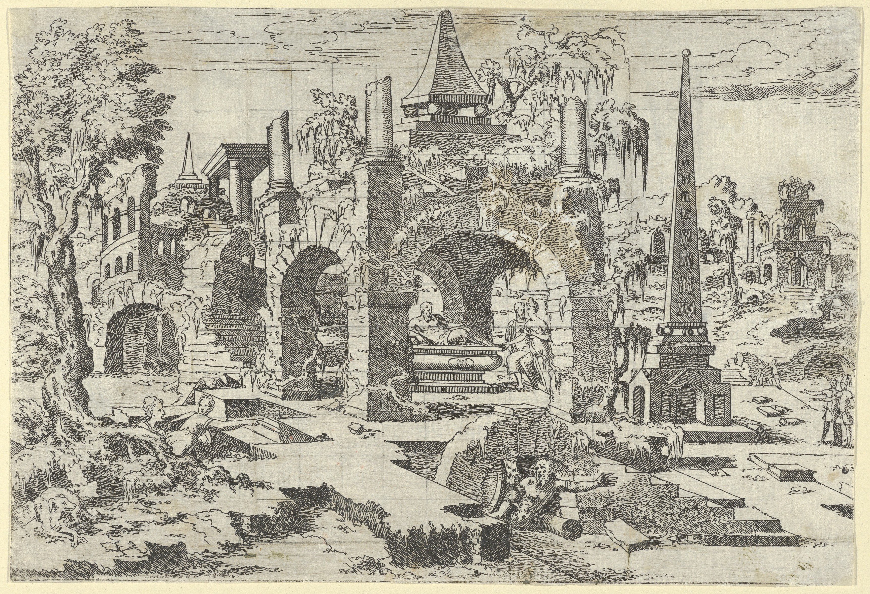 Ancient Roman Ruins Etching