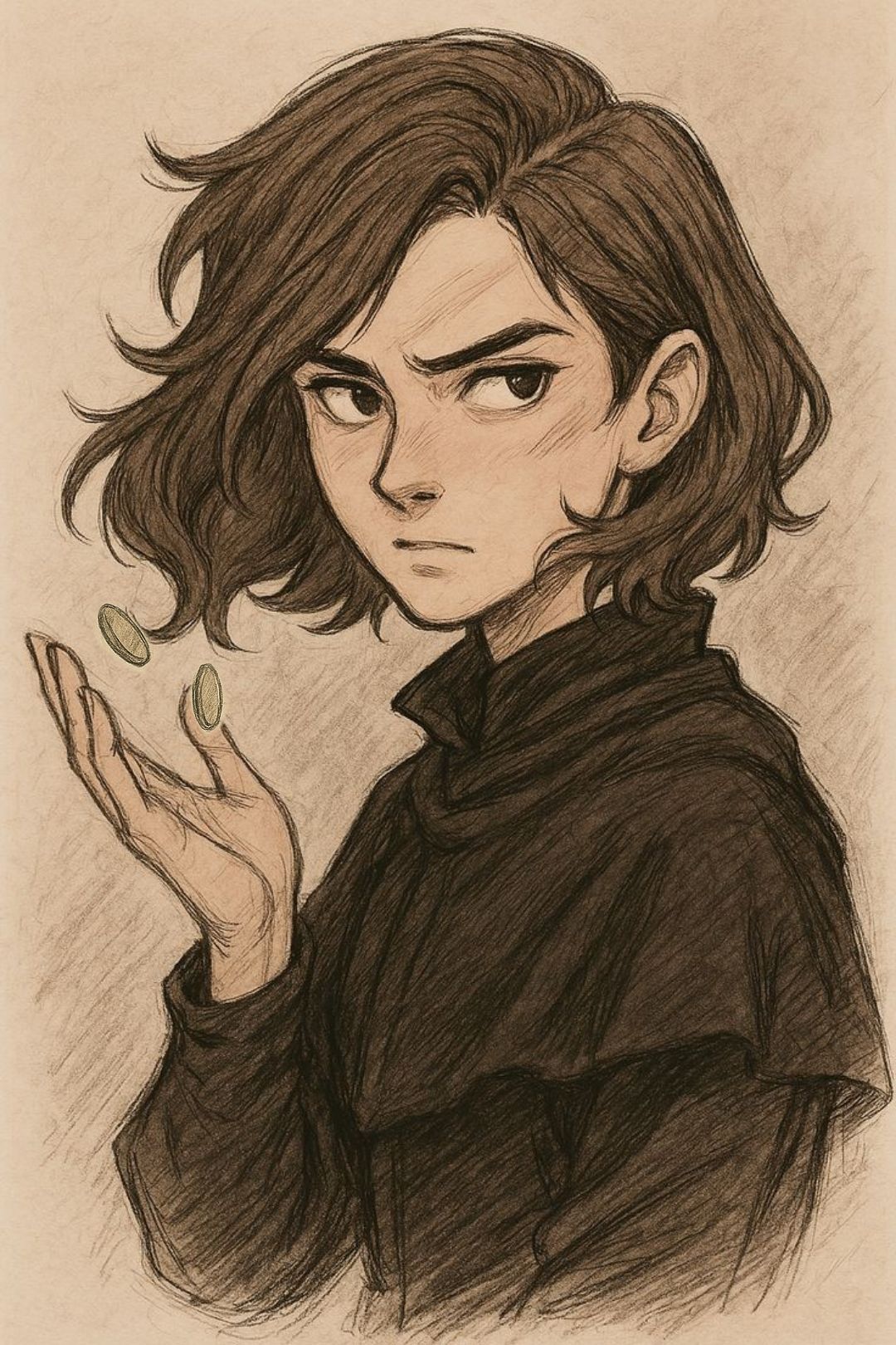 Sketched Character Juggling Coins