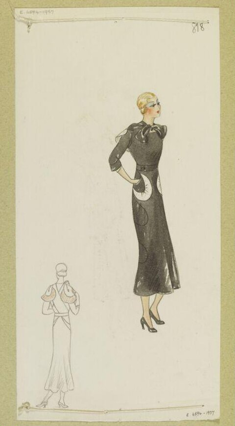 1930s Women's Dress Fashion Sketch