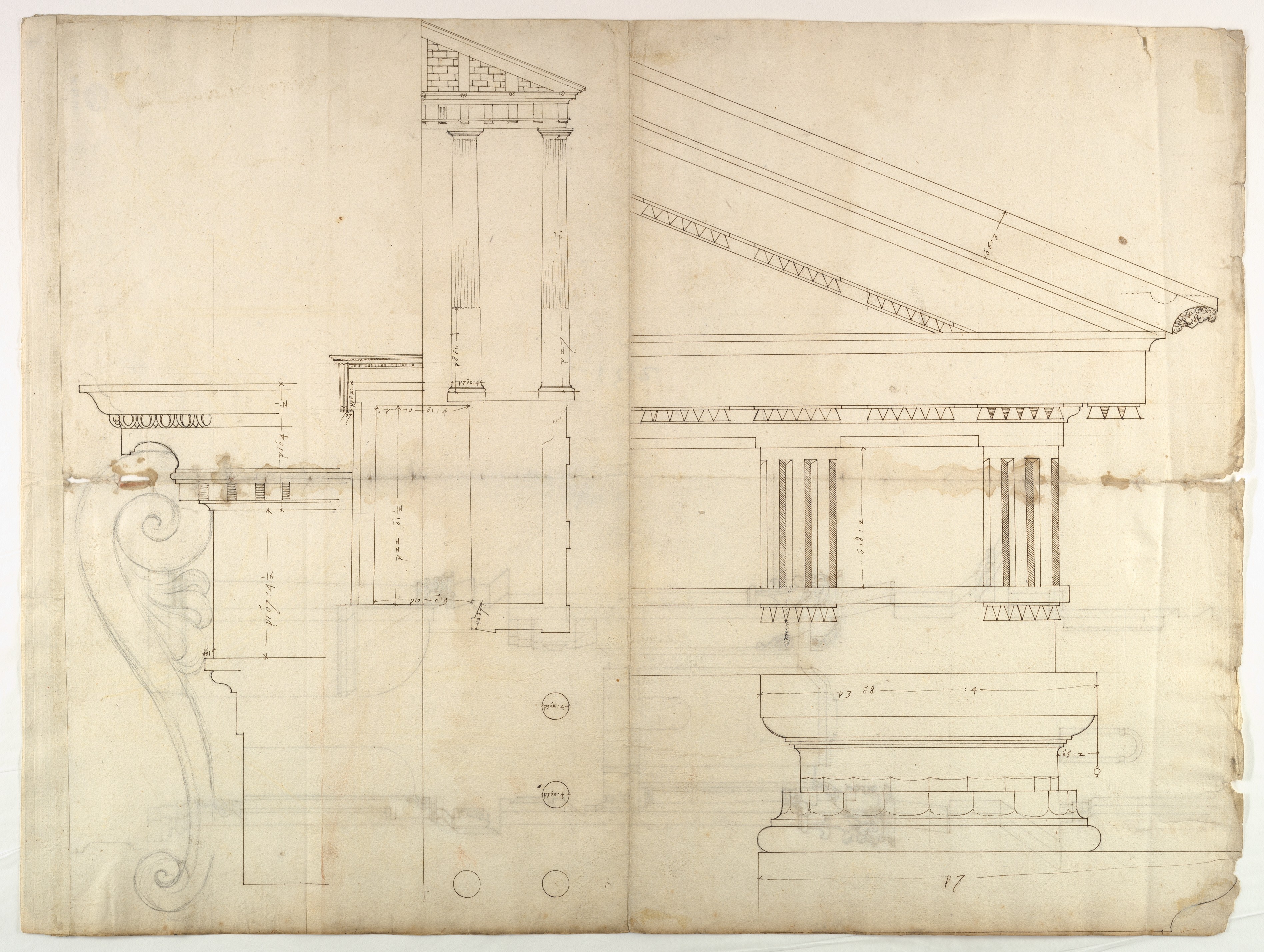 Hand-drawn Classical Architectural Drawing