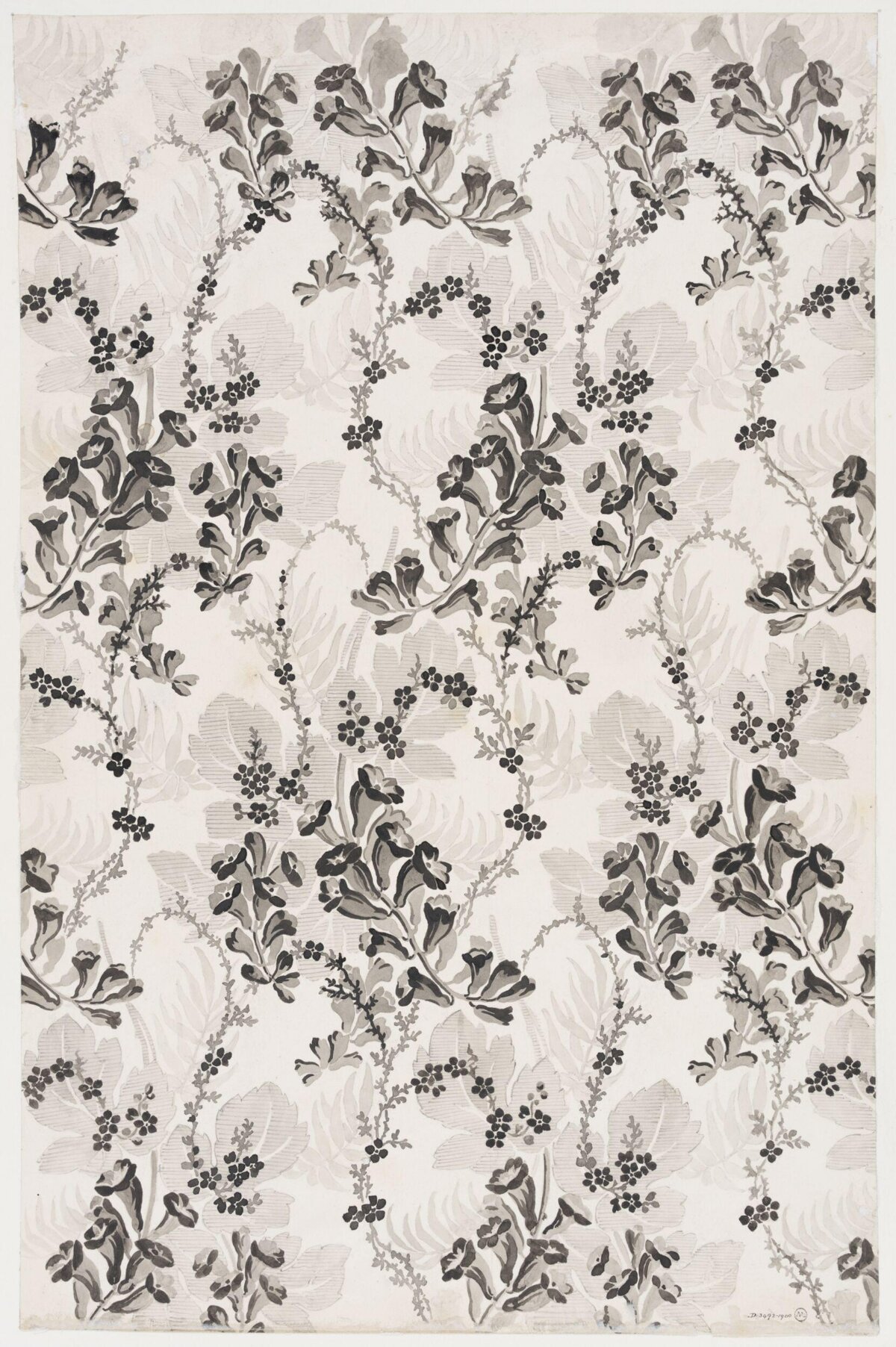 Monochrome Ink Floral Pattern Design