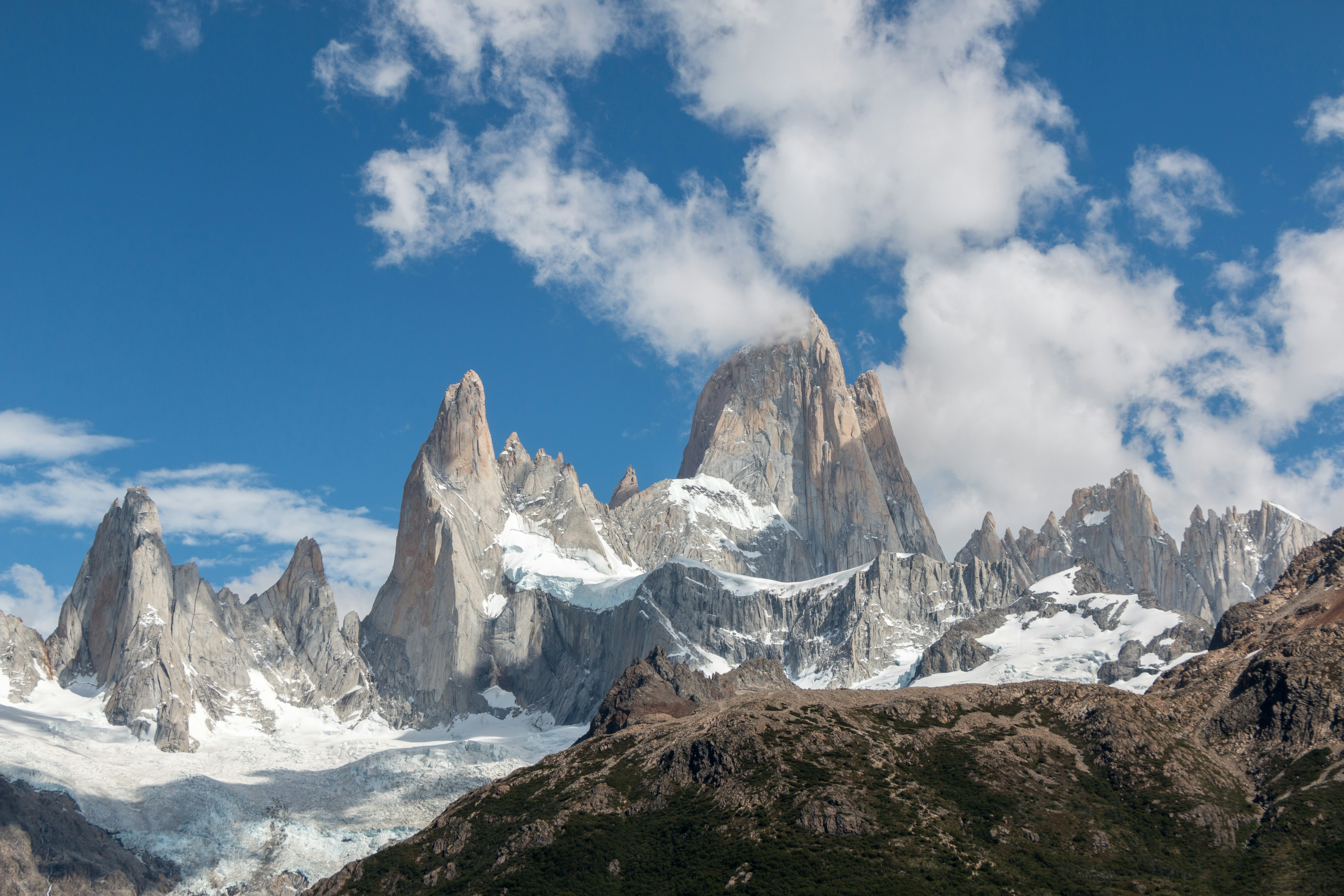 Snow-capped Fitz Roy Mountain Range