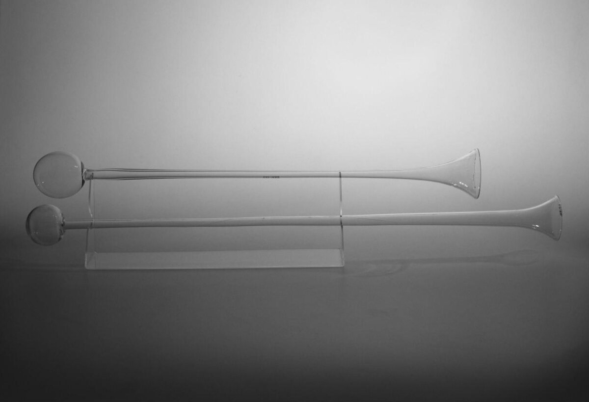 Two Glass Lab Instruments on Display