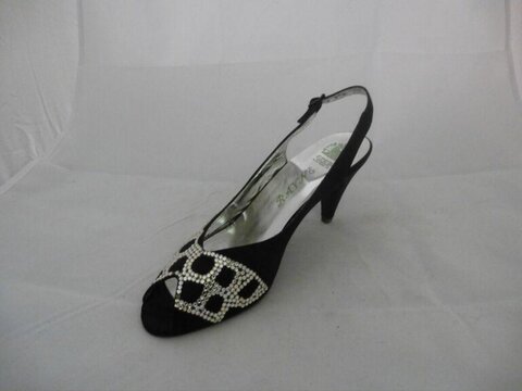 Black Rhinestone Slingback High Heel