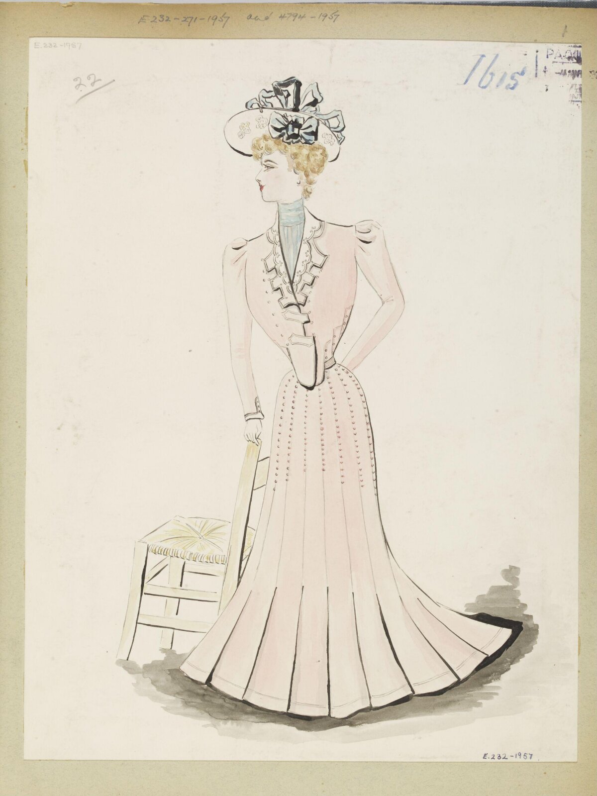 Vintage Ladies Dress Fashion Sketch