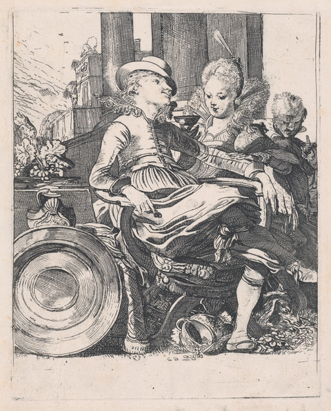 Vintage Banquet Scene Etching