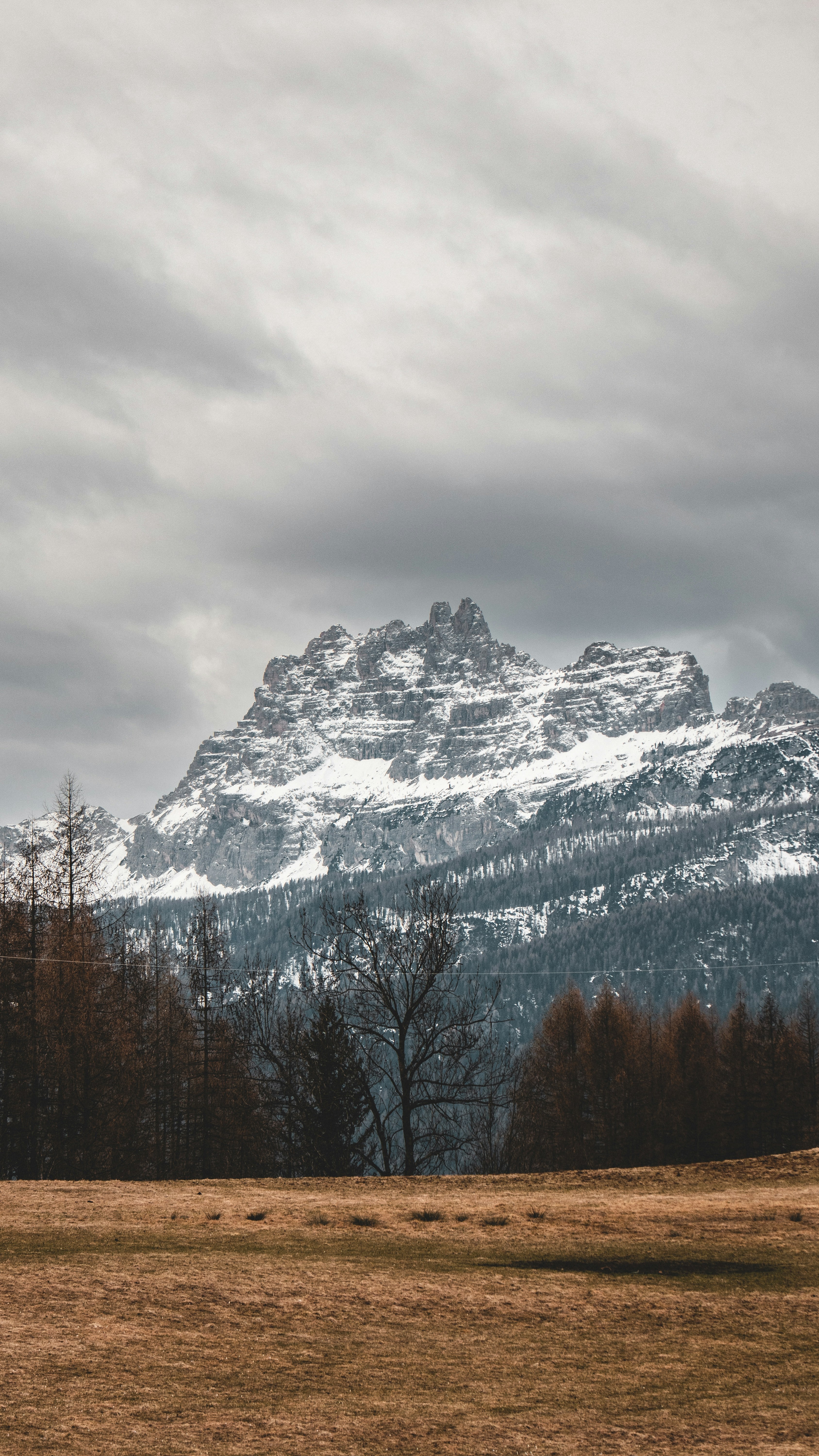 Overcast Snowy Mountain Landscape