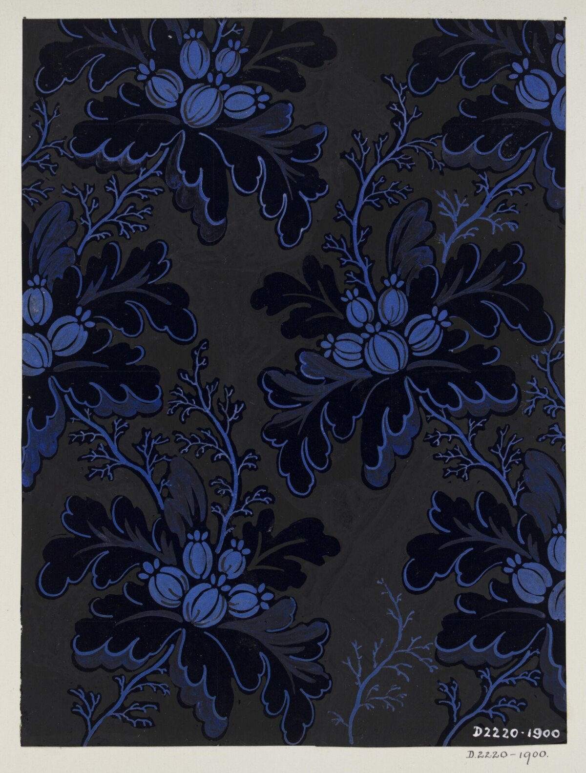 Blue Black Vintage Floral Pattern