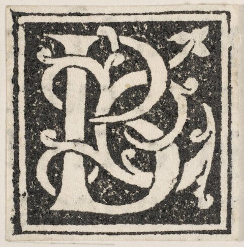 Woodcut Decorated Initial R