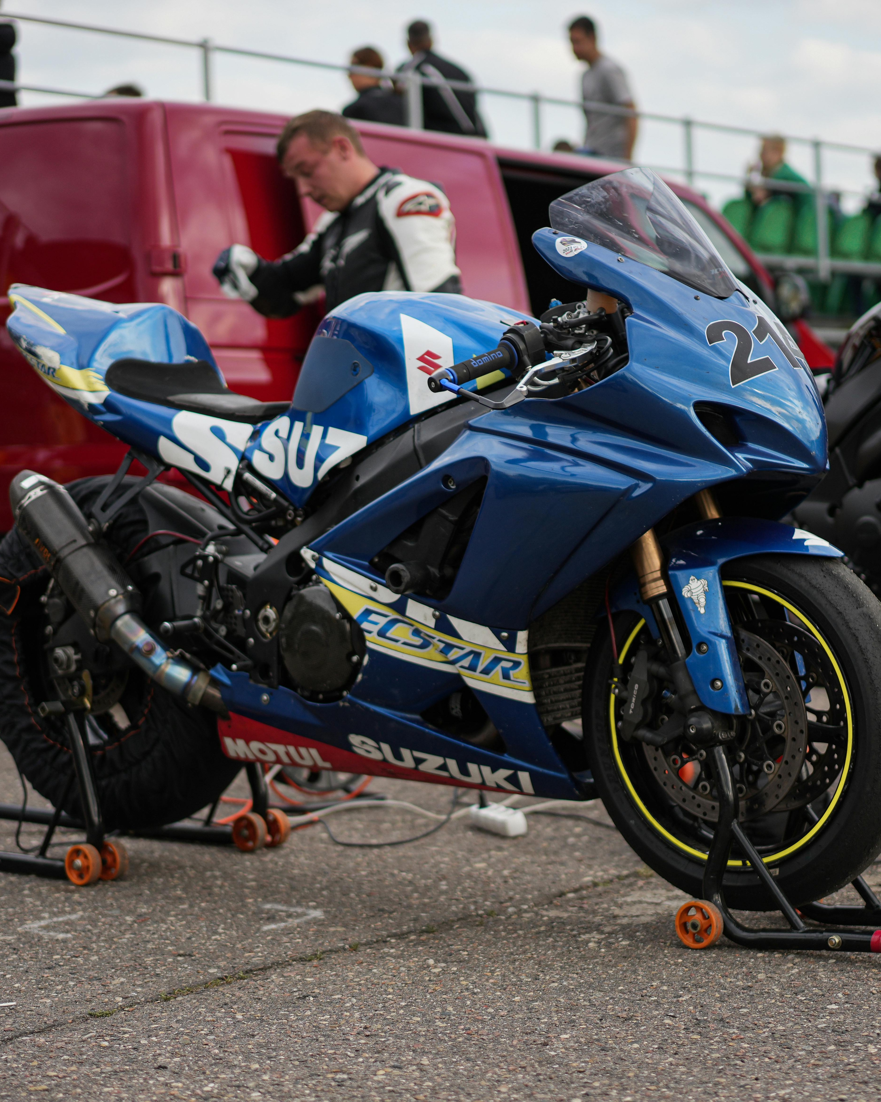 Blue Suzuki Racing Motorcycle