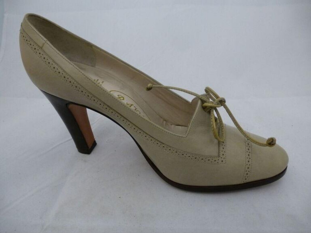 Beige Lace-up High Heel Shoe
