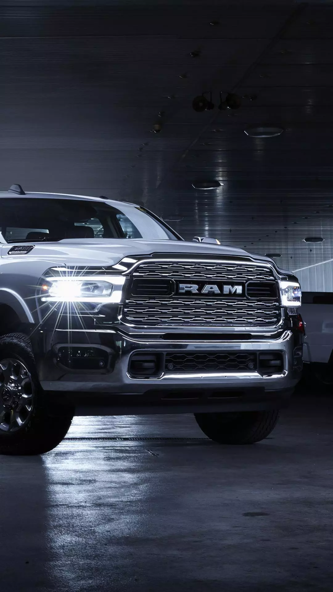 Silver Ram Pickup Truck Front View