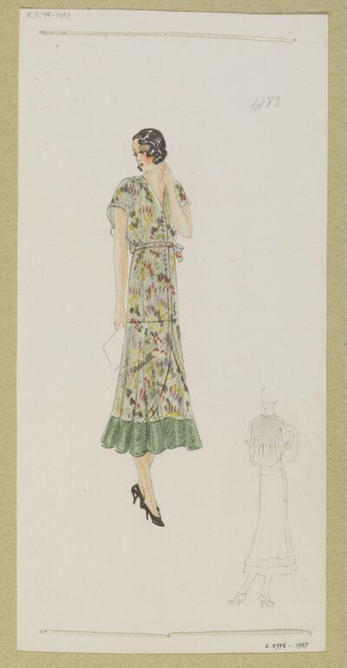 Vintage Dress Fashion Design Sketch