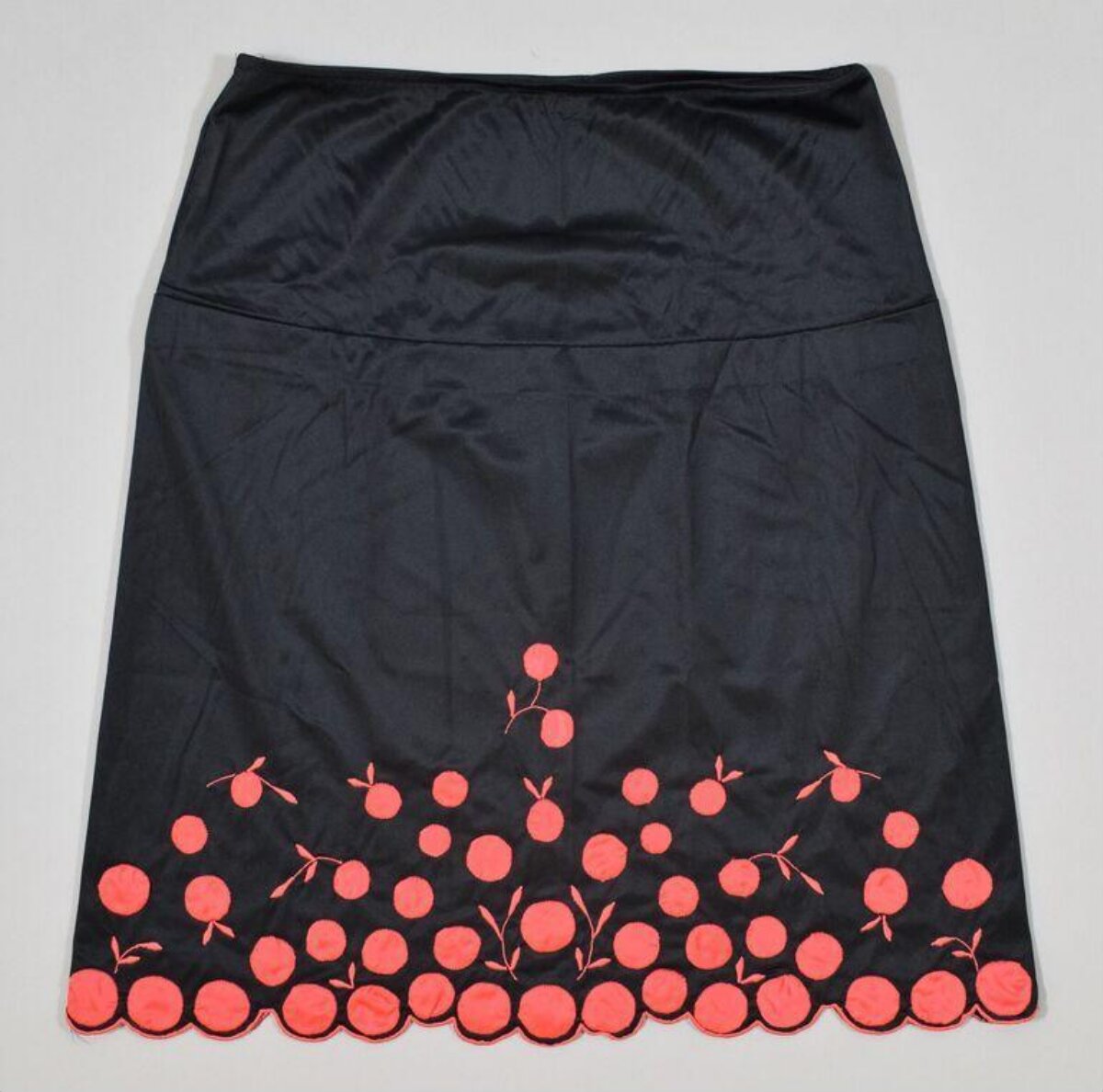 Black Skirt with Orange Cherry Embroidery