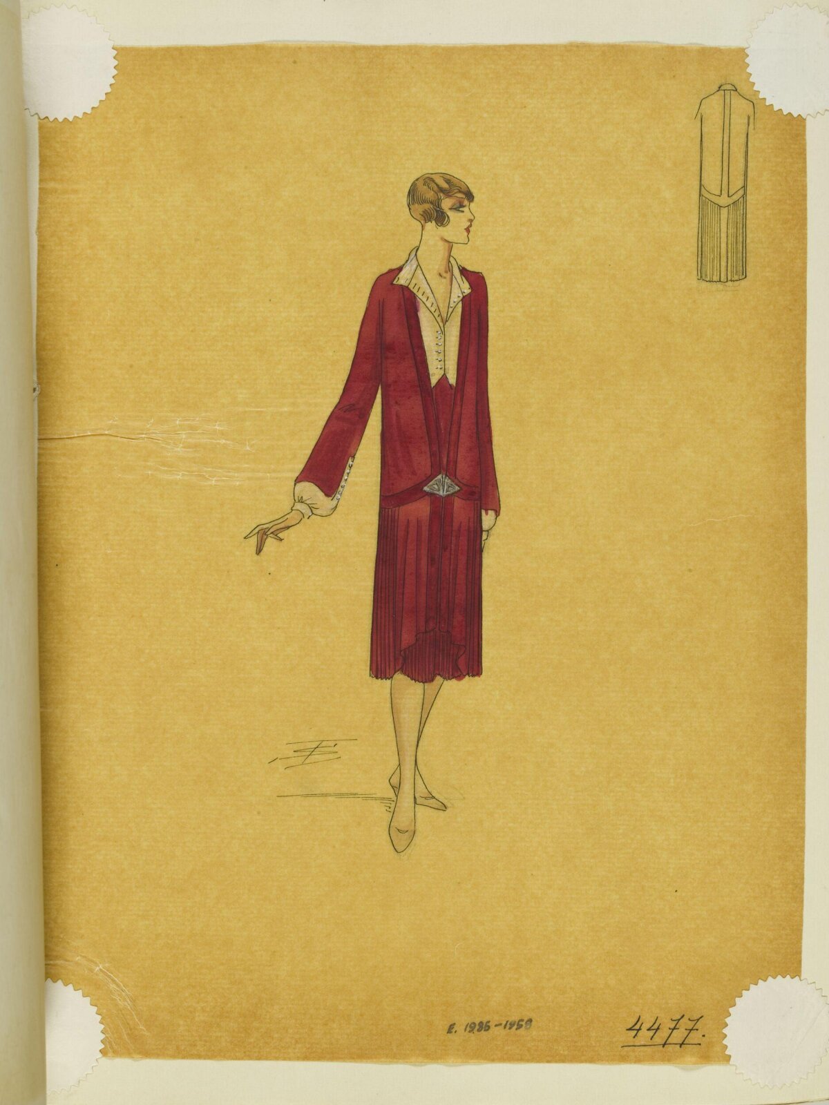 1920s Red Dress Fashion Sketch