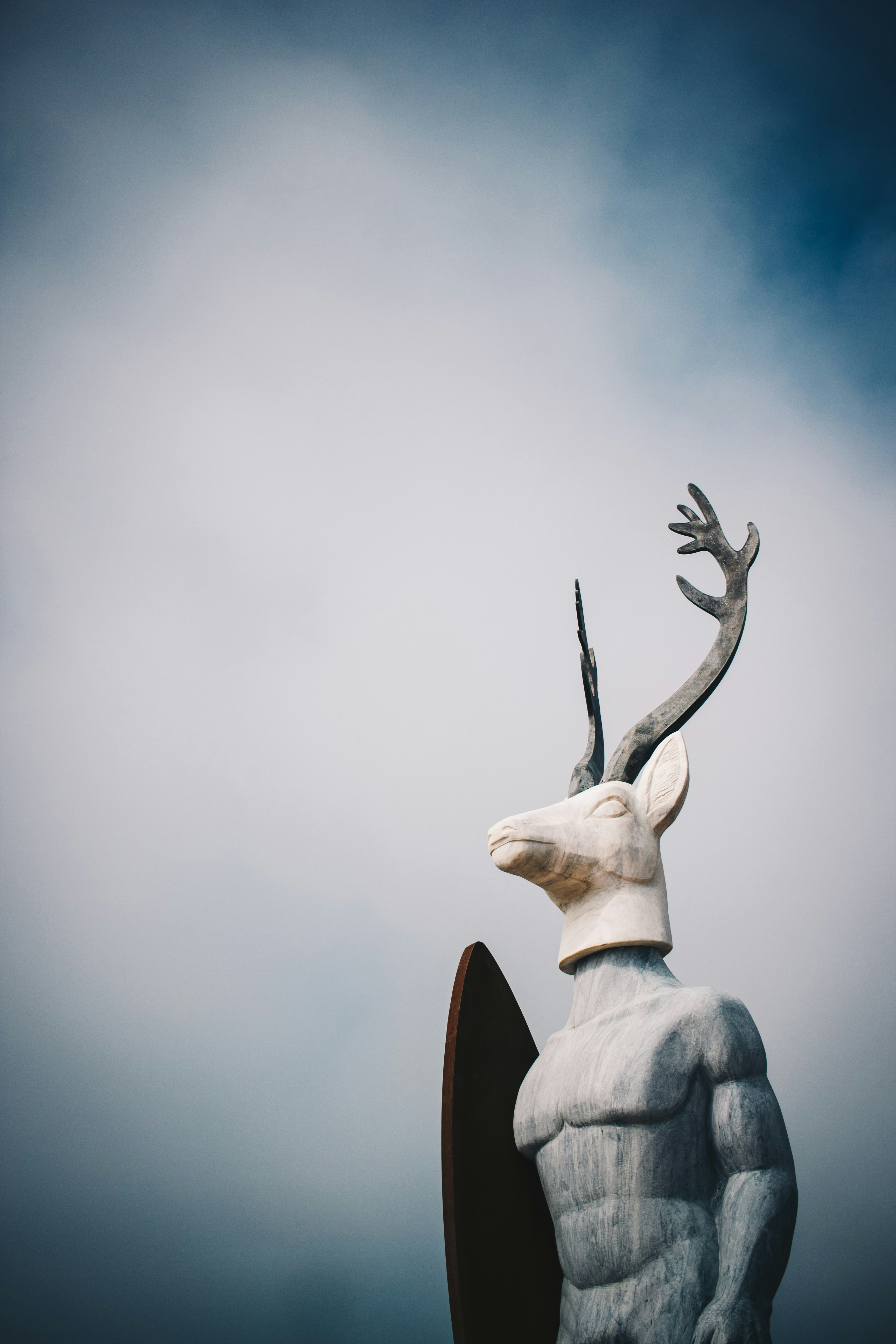 Deer Head Warrior Sculpture