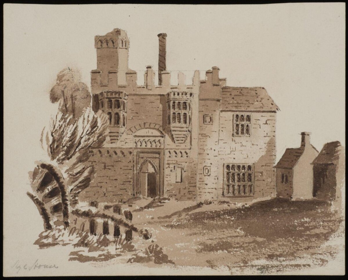 Watercolor Sketch of Old Manor Gatehouse
