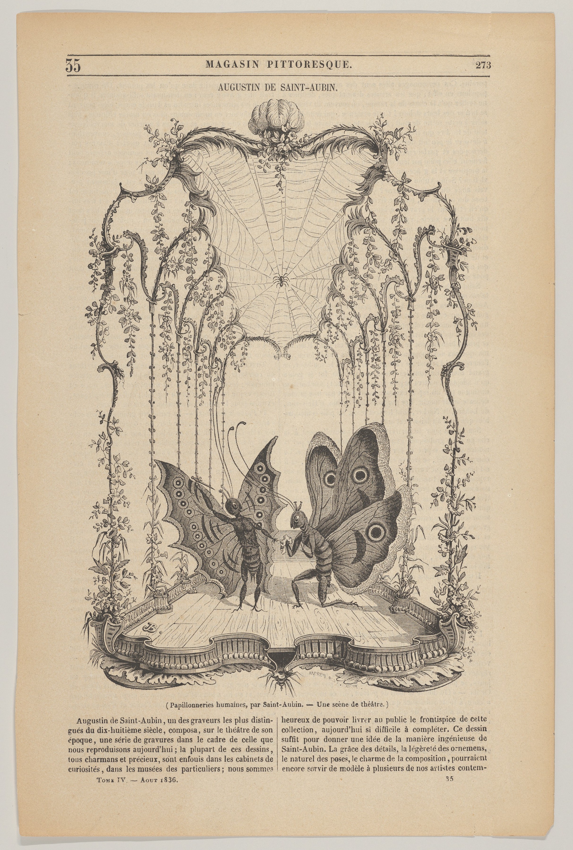 Anthropomorphic Butterfly Theater Engraving