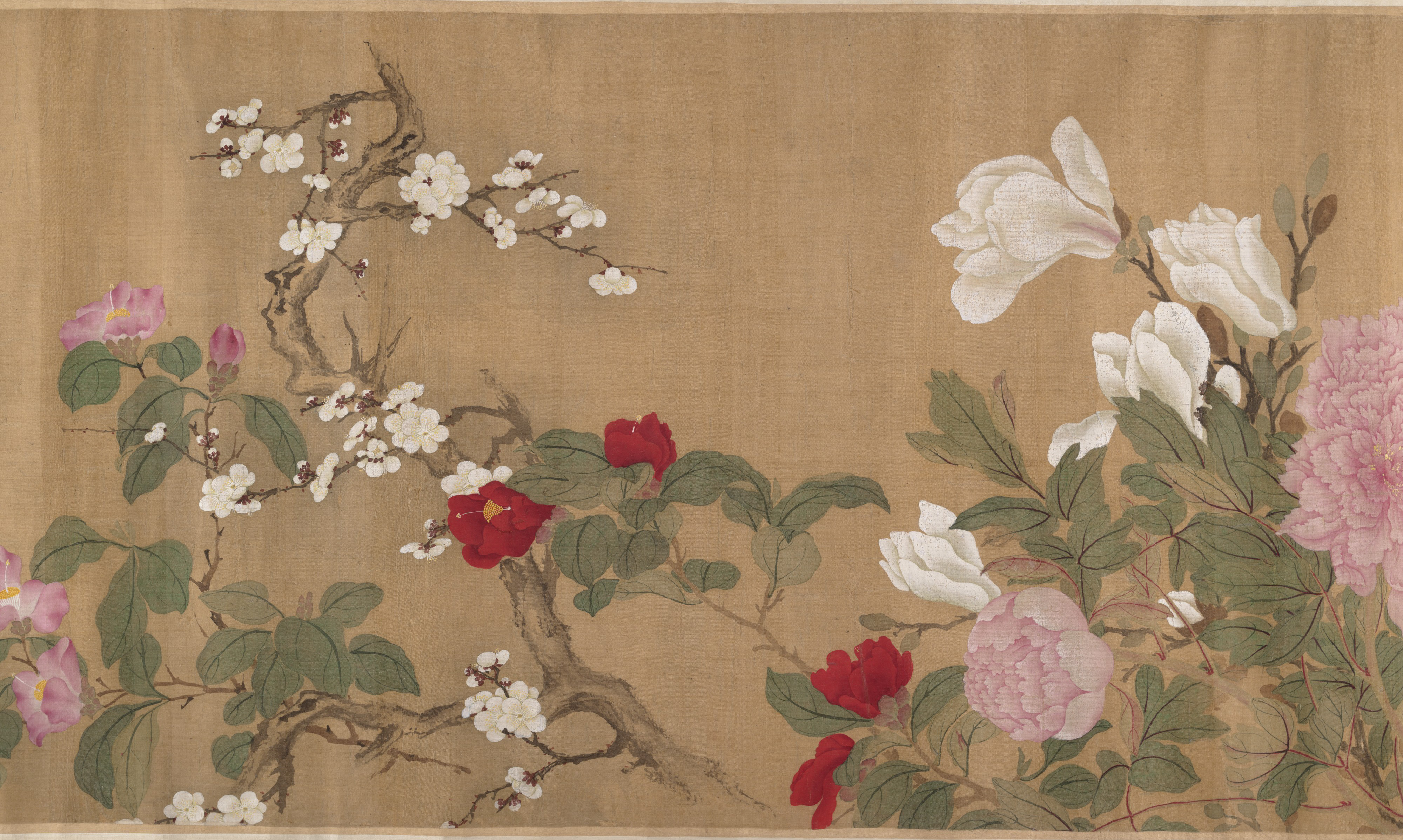 Ancient Chinese Flower Scroll Painting