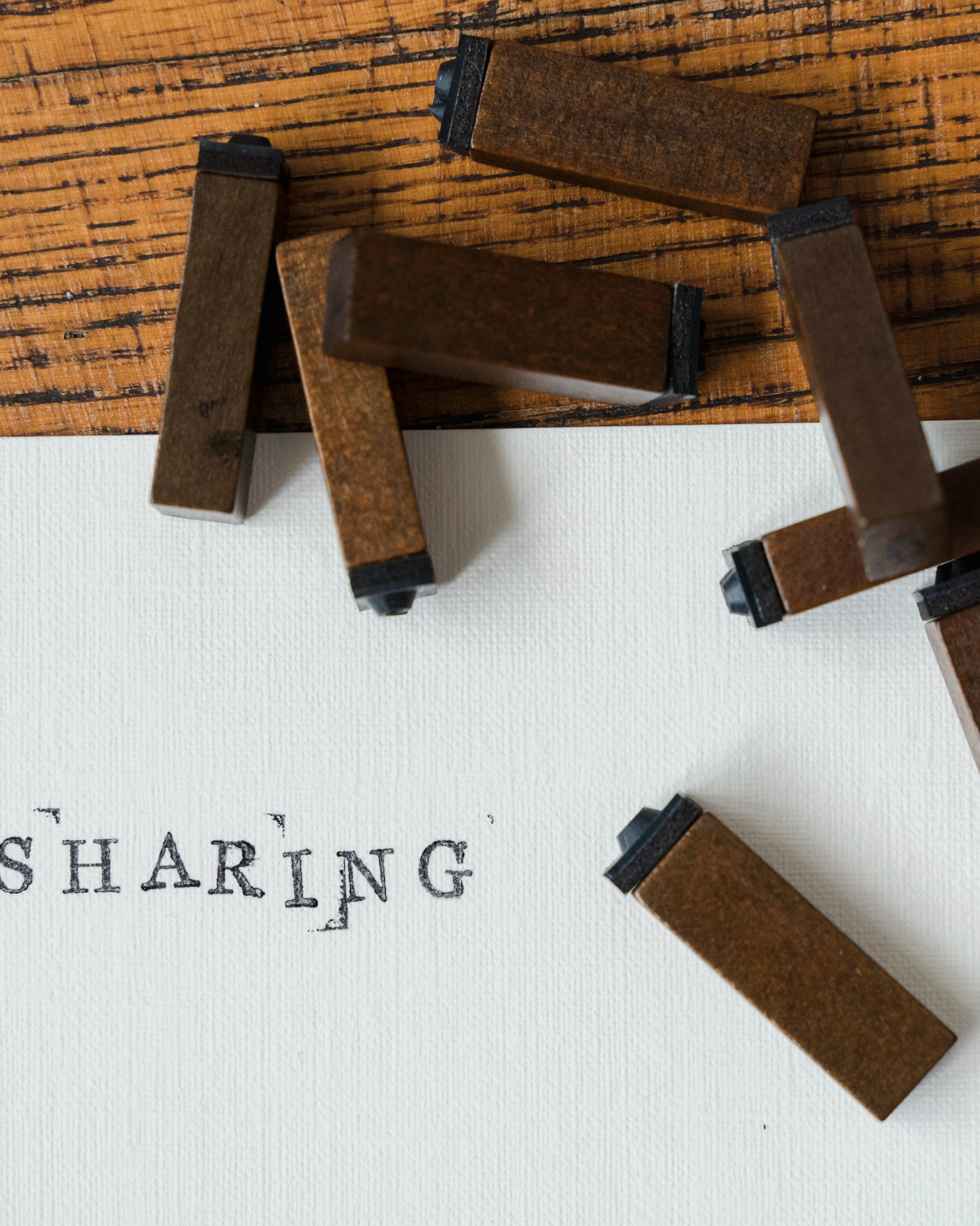 Vintage Wooden Letter Stamps SHARING