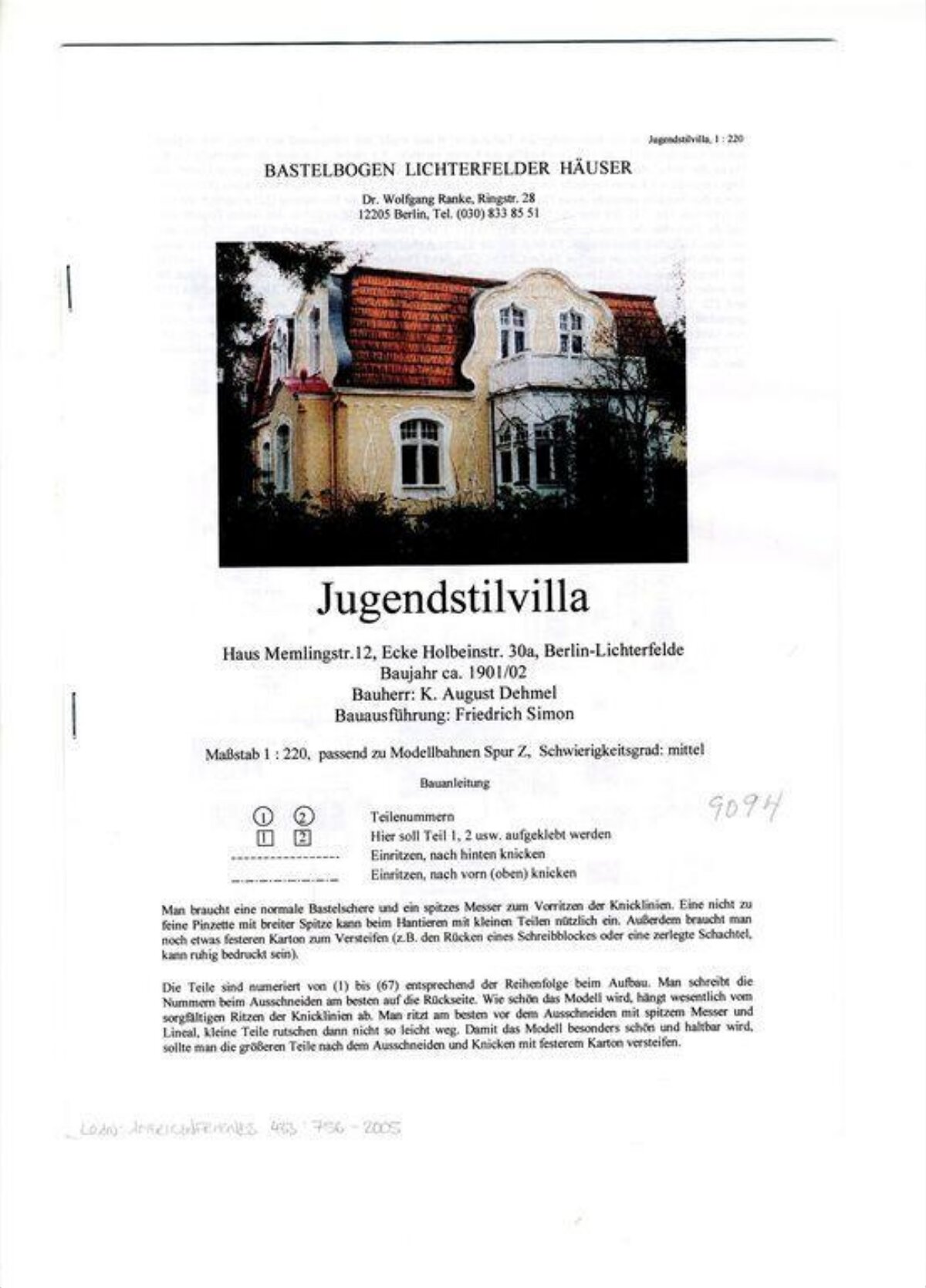 Jugendstilvilla Paper Model Instructions