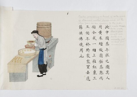 Traditional Painting of Steaming New Year Cake