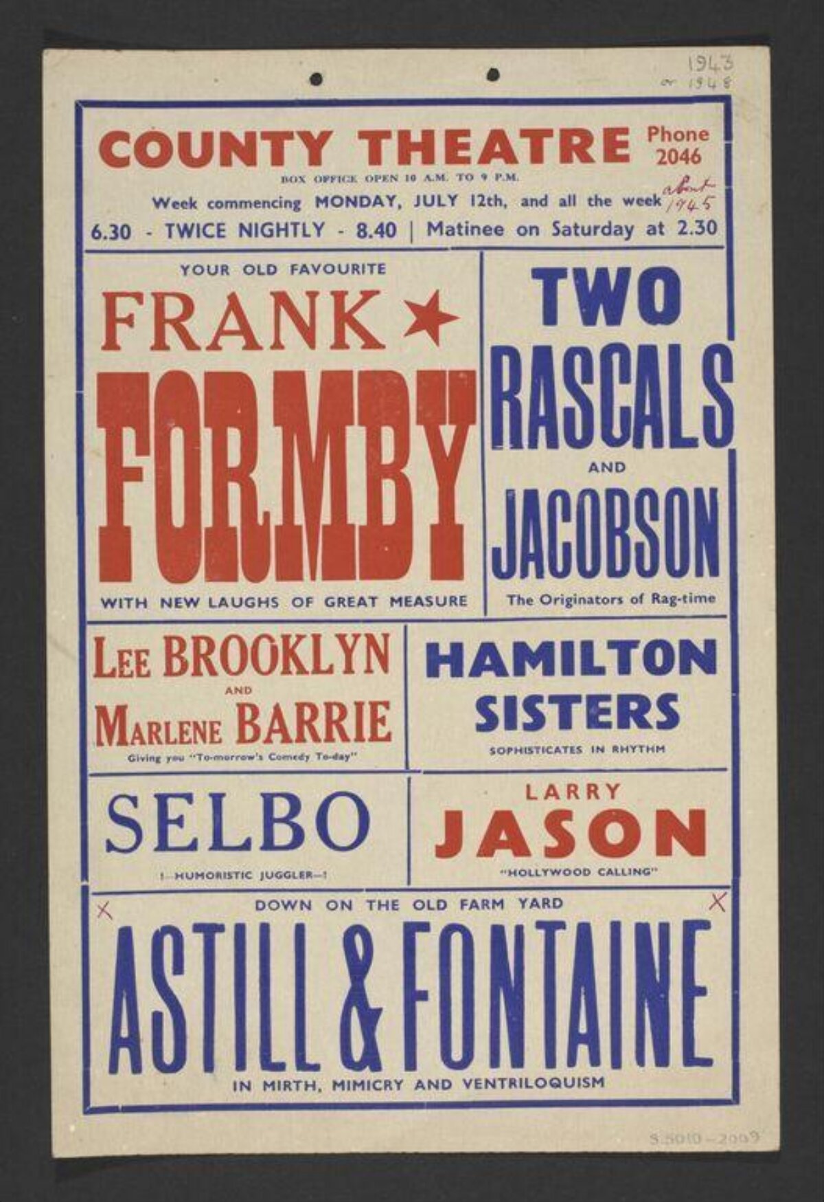 Vintage County Theatre Playbill