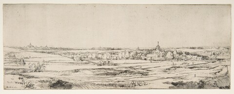 Panoramic Countryside Ink Sketch
