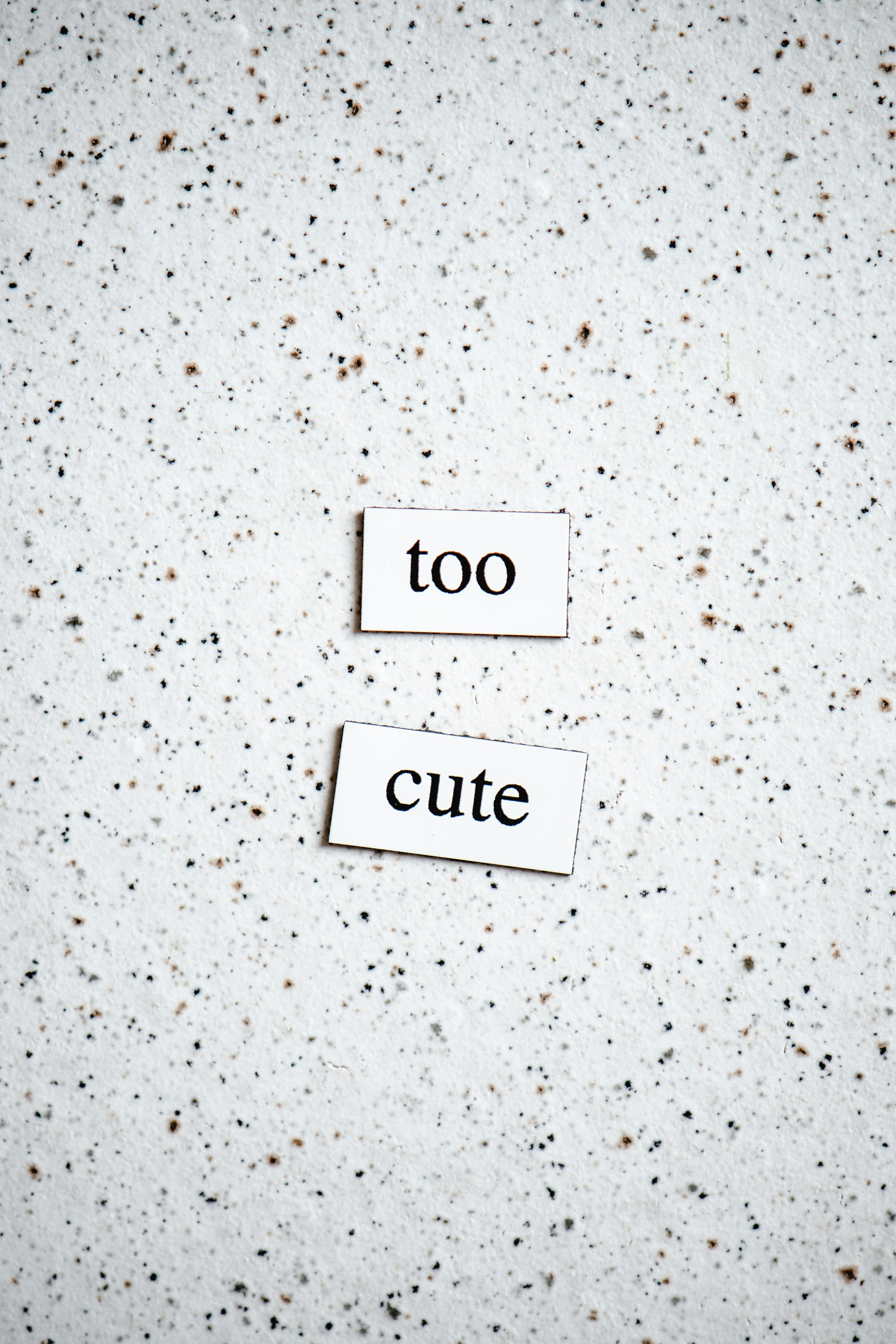 Too Cute Text on Speckled Background