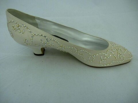 Ivory Beaded Low Heel Pump