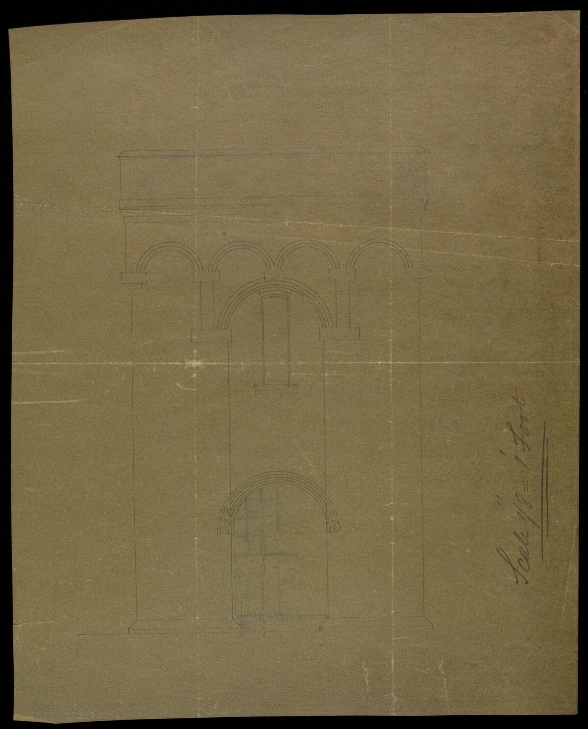 Hand-drawn Architectural Arcade Elevation