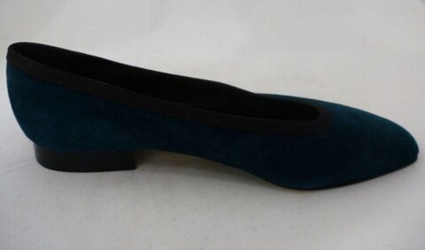 Teal Square Toe Flat Shoe