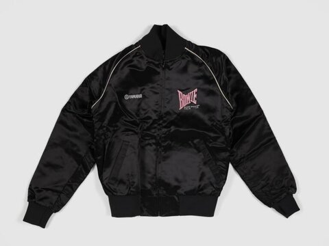 Black Vintage Bowie Tour Bomber Jacket