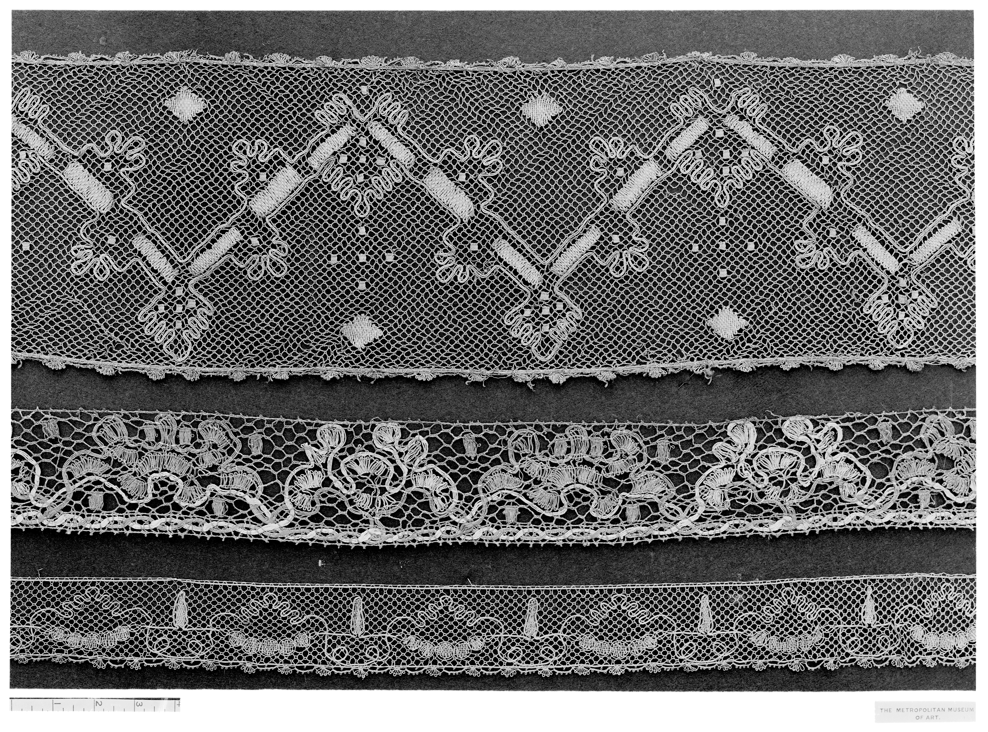 Three Antique Lace Trim Samples