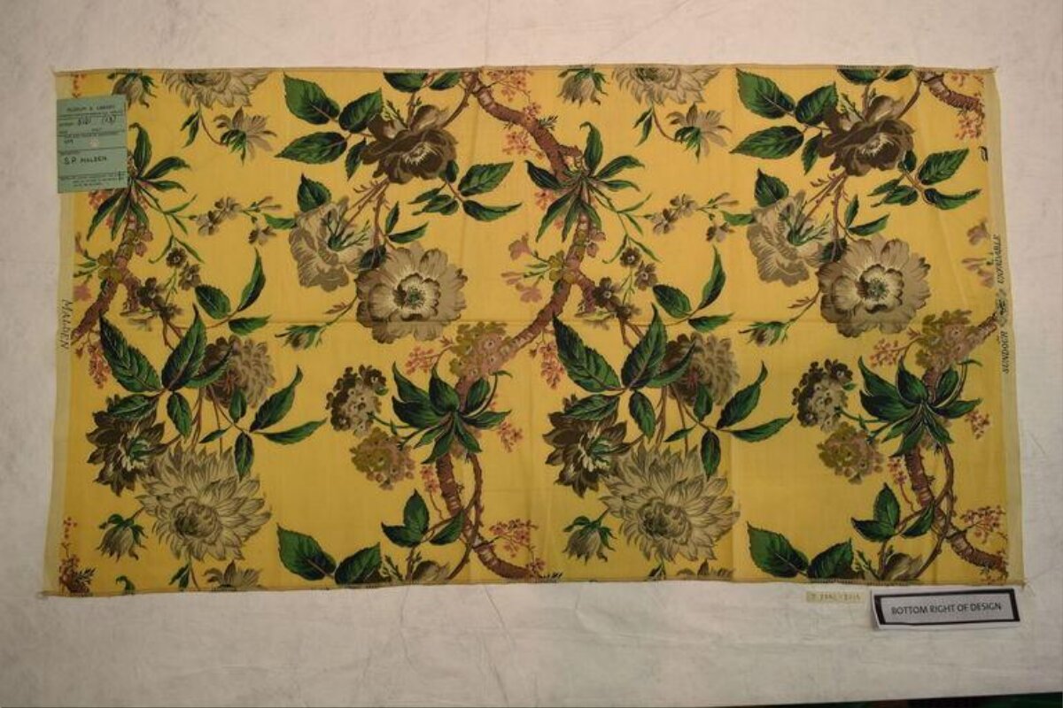 Vintage Yellow Floral Fabric Sample