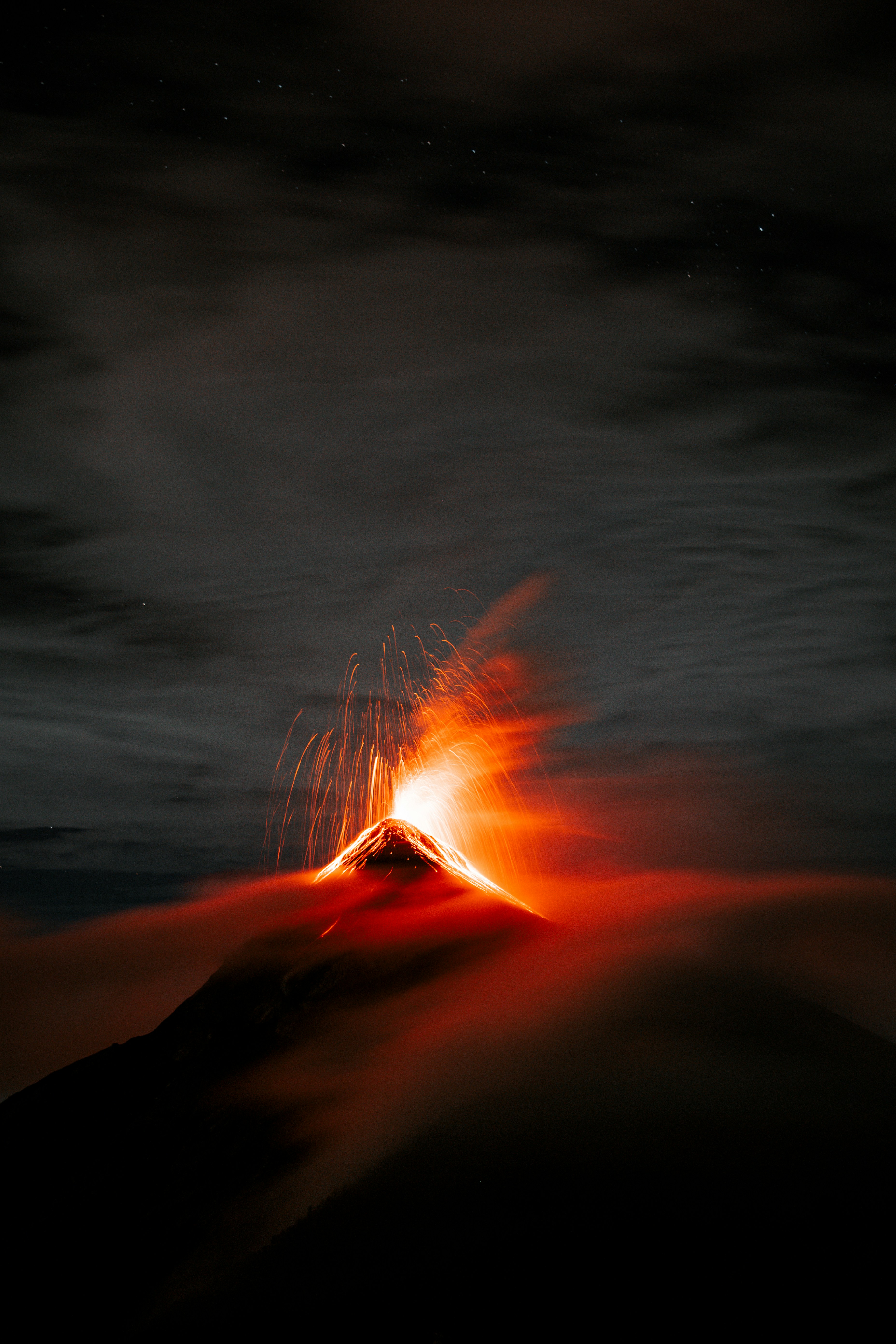 Nighttime Volcanic Eruption