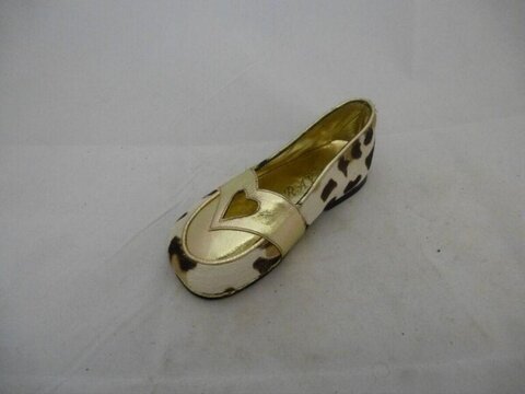 Spotted Flat Shoe with Gold Heart Detail