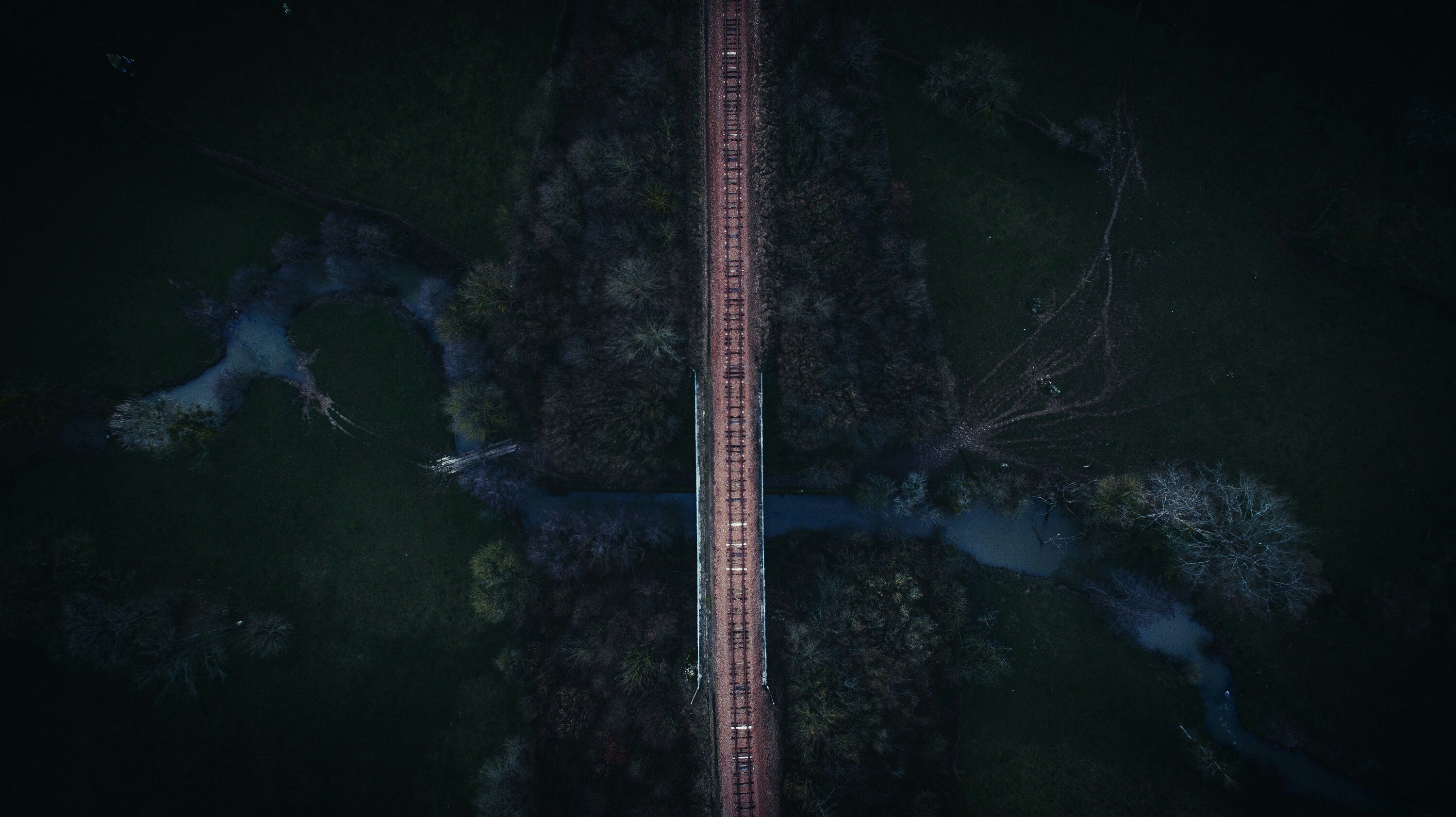 Aerial View of Railway Over River