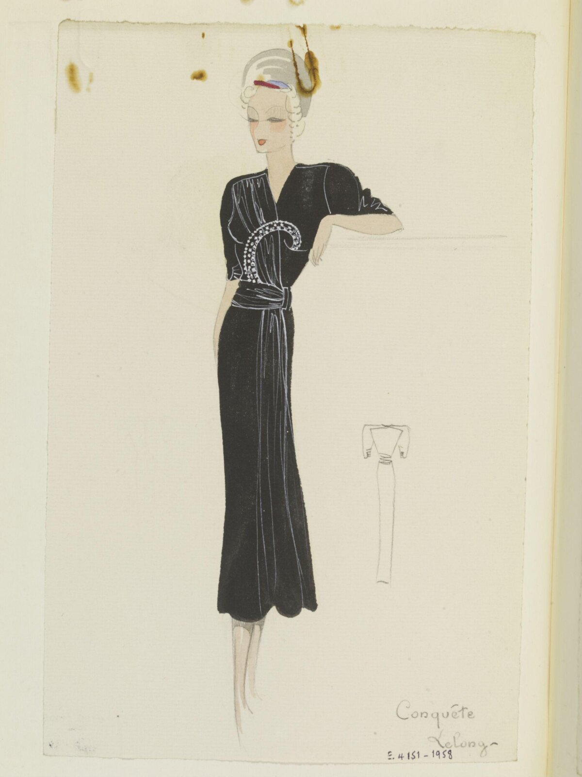 Vintage Black Gown Fashion Sketch