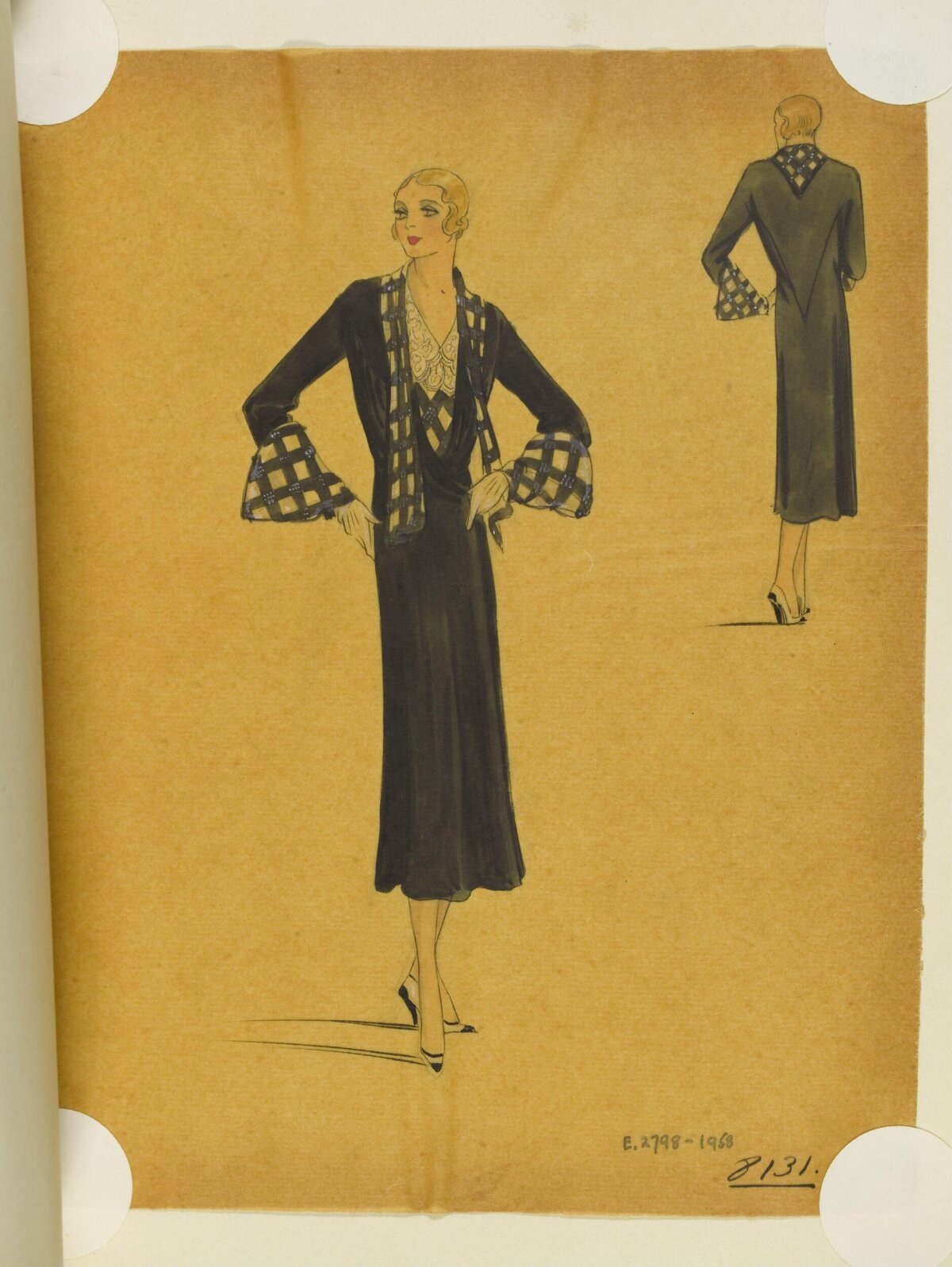1930s Black Dress Fashion Sketch