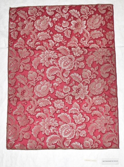 Red Floral Damask Textile Sample