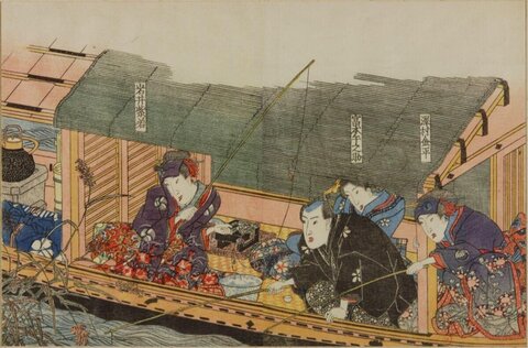 Japanese Ukiyo-e Boat Fishing Scene