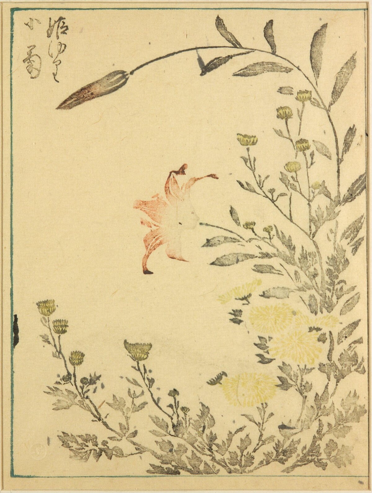 Lily and Chrysanthemums Woodblock Print