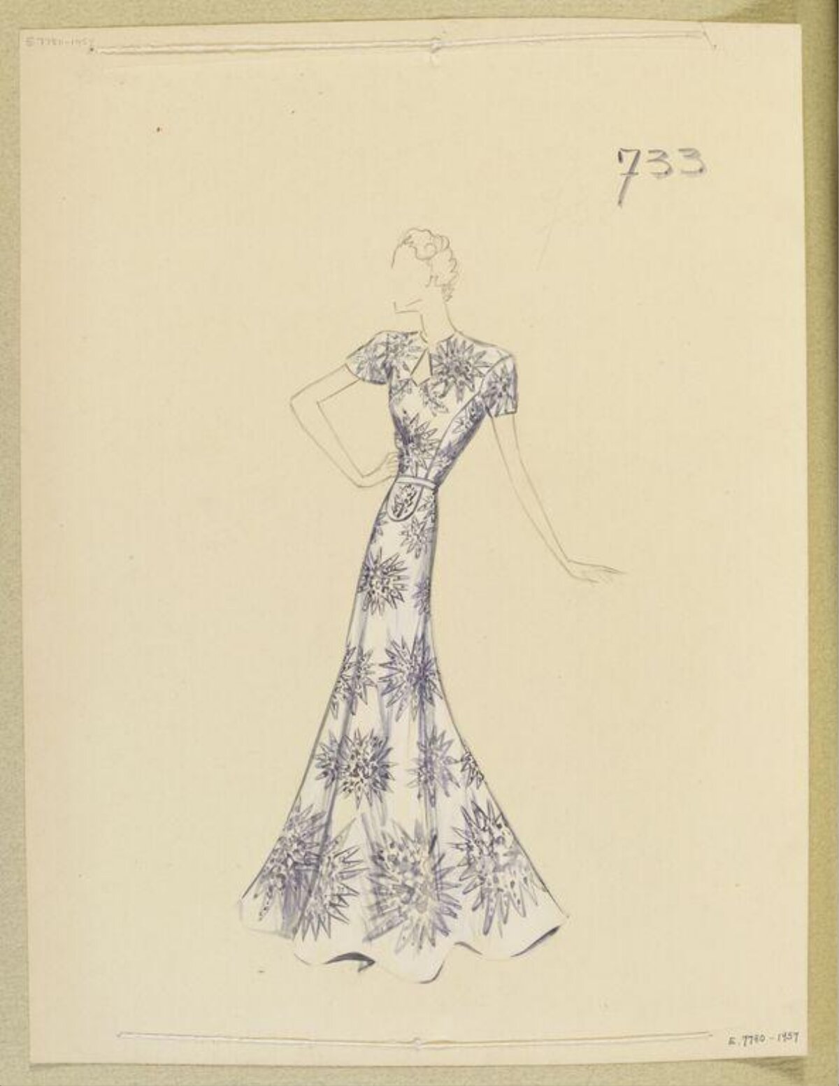 Vintage Evening Gown Fashion Sketch