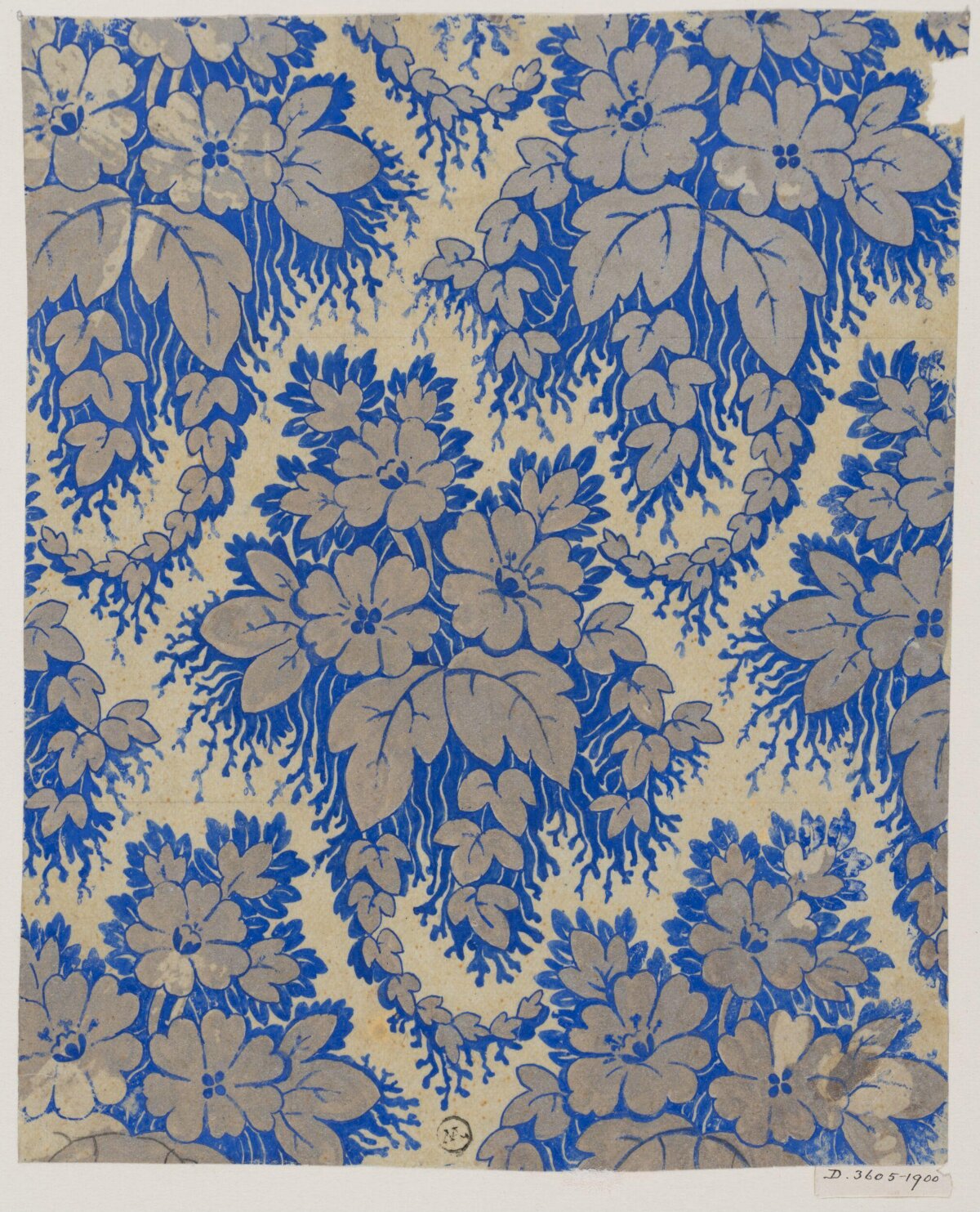 Blue Grey Vintage Floral Pattern