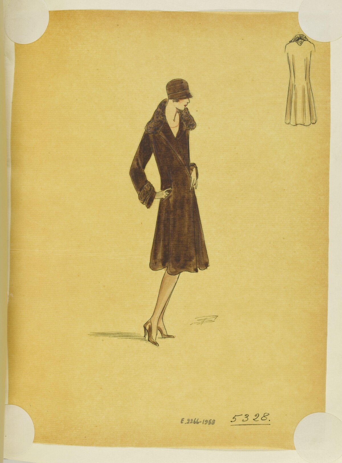 Vintage Women's Coat Fashion Sketch