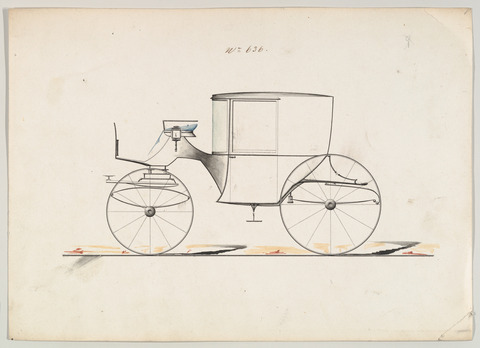 Side View Drawing of a Vintage Carriage