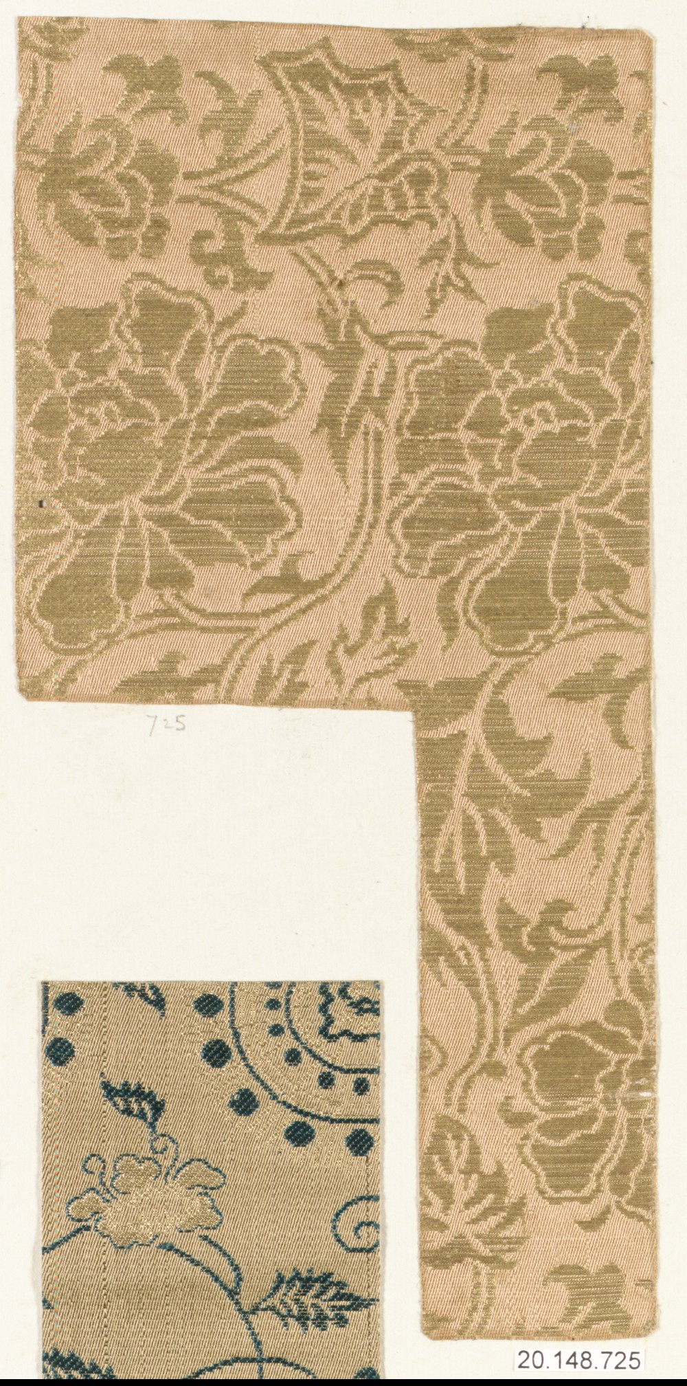 Two Antique Woven Silk Fabric Samples
